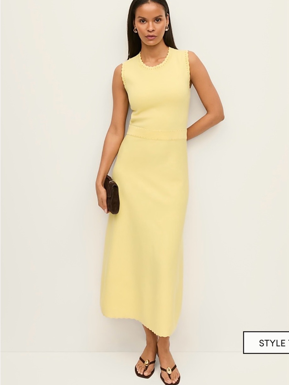 Ann Taylor Sleeveless Knit Midi Dress in Fresh Pineapple